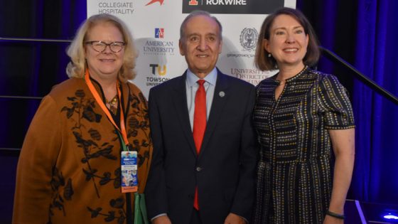 Kristin Sobolik, Nassar Payder and Valerie Holton at the Coalition of Urban and Metropolitan Universities' 2023 conference in Washington, D.C.