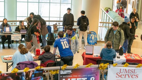 People fill the MSC rotunda and visit with representatives of different campus organizations during the Spring Involvement Jamboree