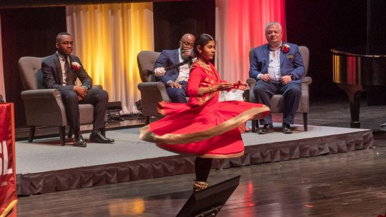 Deepshikha Banerjee performs an Indian dance during the Cigna Saturday Academy Awards Ceremony at the Touhill.