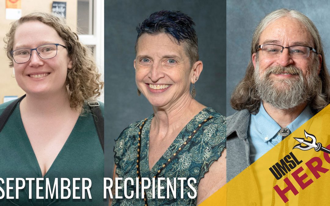 Helena Marvin, Lori Curtis and Daniel Gerth receive UMSL Hero Awards