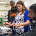 UMSL engineering students working in a lab