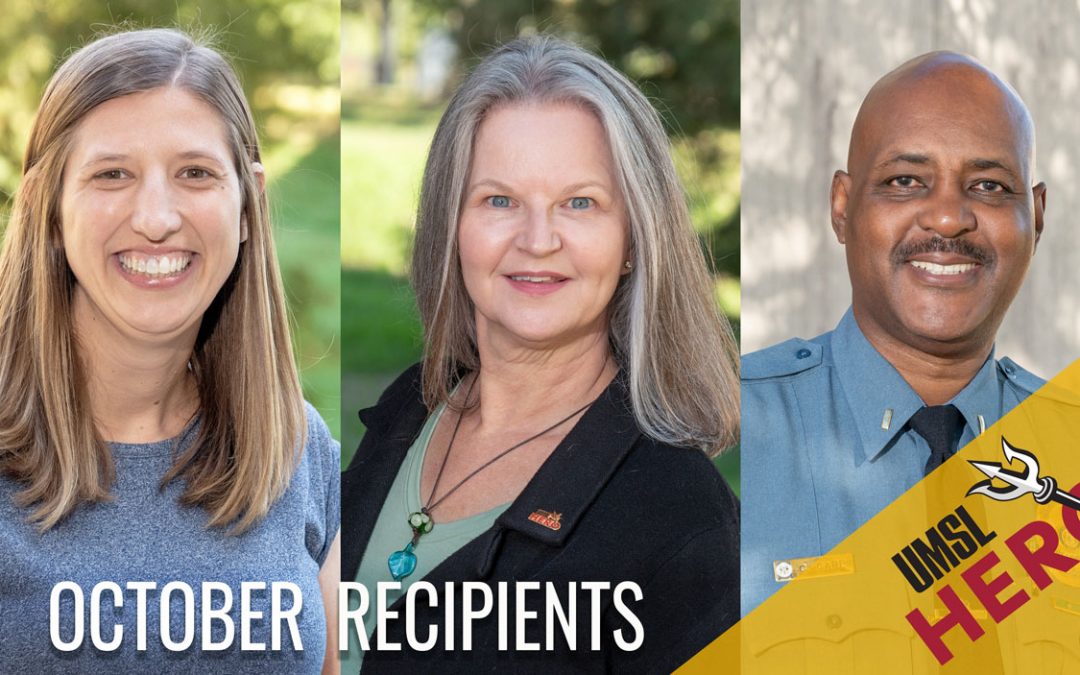 Sadie Weiss, Tina Hyken and Cedric Carr receive UMSL Hero Award