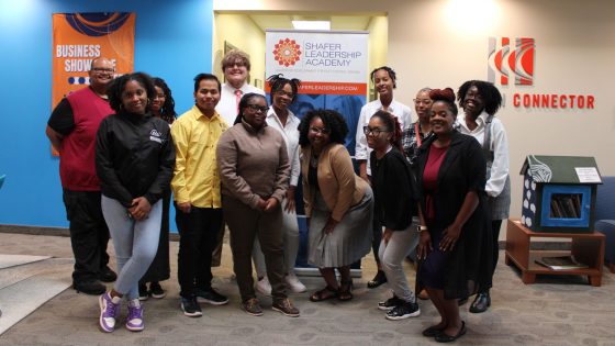 Students in UMSL's TRIO Student Support Services program and Director Harry Harris on a retreat to Shafer Leadership Academy in Muncie, Indiana