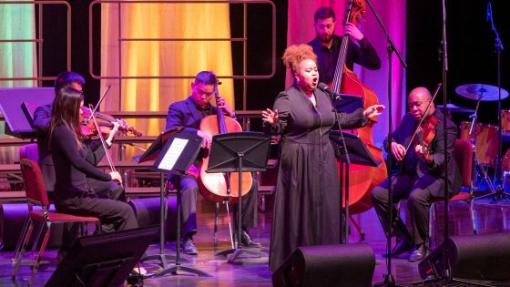 UMSL alum Alayna Epps performs with a string quintet from the St. Louis Symphony Orchestra