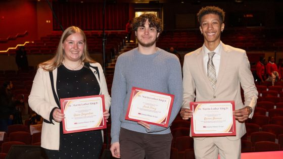 Martin Luther King Jr. Scholarship recipients Grace Desjardins, Jacob Perez and Kavion Norman