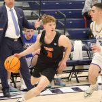 Matt Enright drives the ball against Lake Superior State in the NCAA Division II Midwest Regional final