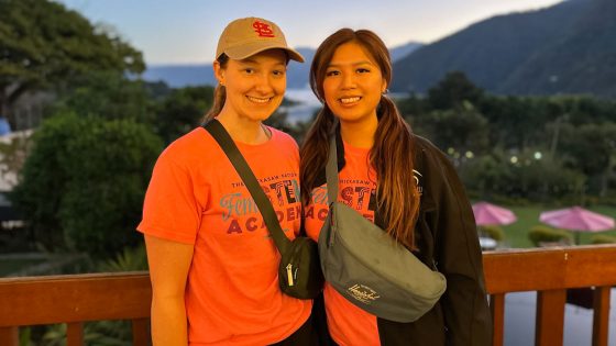 Optometry students Alexandra Buffington and Vivien Pham in Guatemala