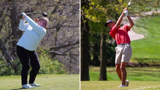 UMSL golfers Wilma Zanderau and Trigg Lindahl