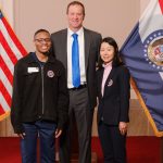 Jaylin Brown, Sen. Eric Schmitt and Wen Zeng