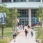Students walking between classes toward the Millennium Student Center