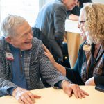 Sen. Christopher "Kit" Bond talks to Chancellor Kristin Sobolik