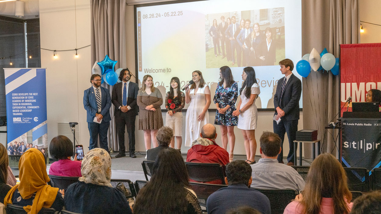 St. Louis Coro Fellows introduce themselves to the audience at the graduation event on May 22