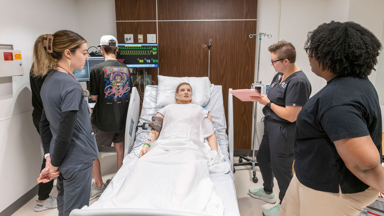 Students complete mock hypertension exam in Nursing Simulation Lab
