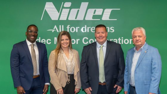 UMSL Vice Chancellor Reggie Hill, Nidec Senior HR Manager Amanda Hakenwerth, Nidec Americas Holding Corporation President Ryan Murphy and UMSL Provost Steven J. Berberich