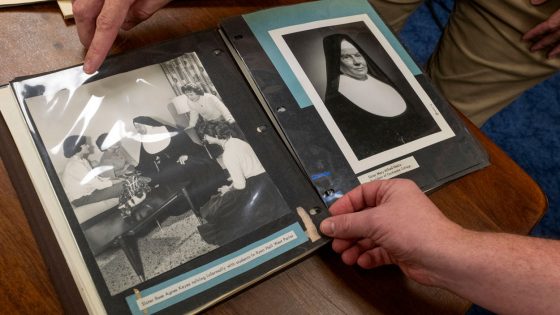 An old photo album included in the Fontbonne University archives