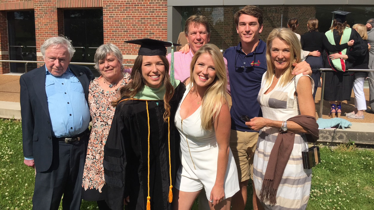 The Katsev family gathered for Cailyn Katsev Ruck's graduation from the UMSL College of Optometry in 2017