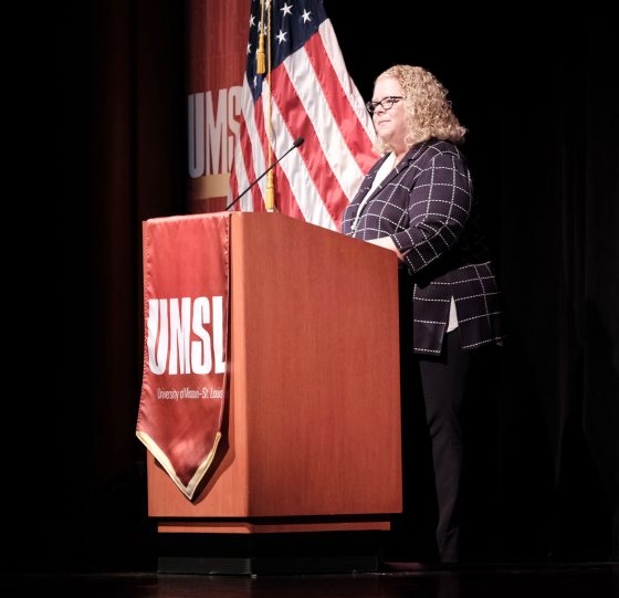Chancellor Kristin Sobolik delivers the State of the University Address