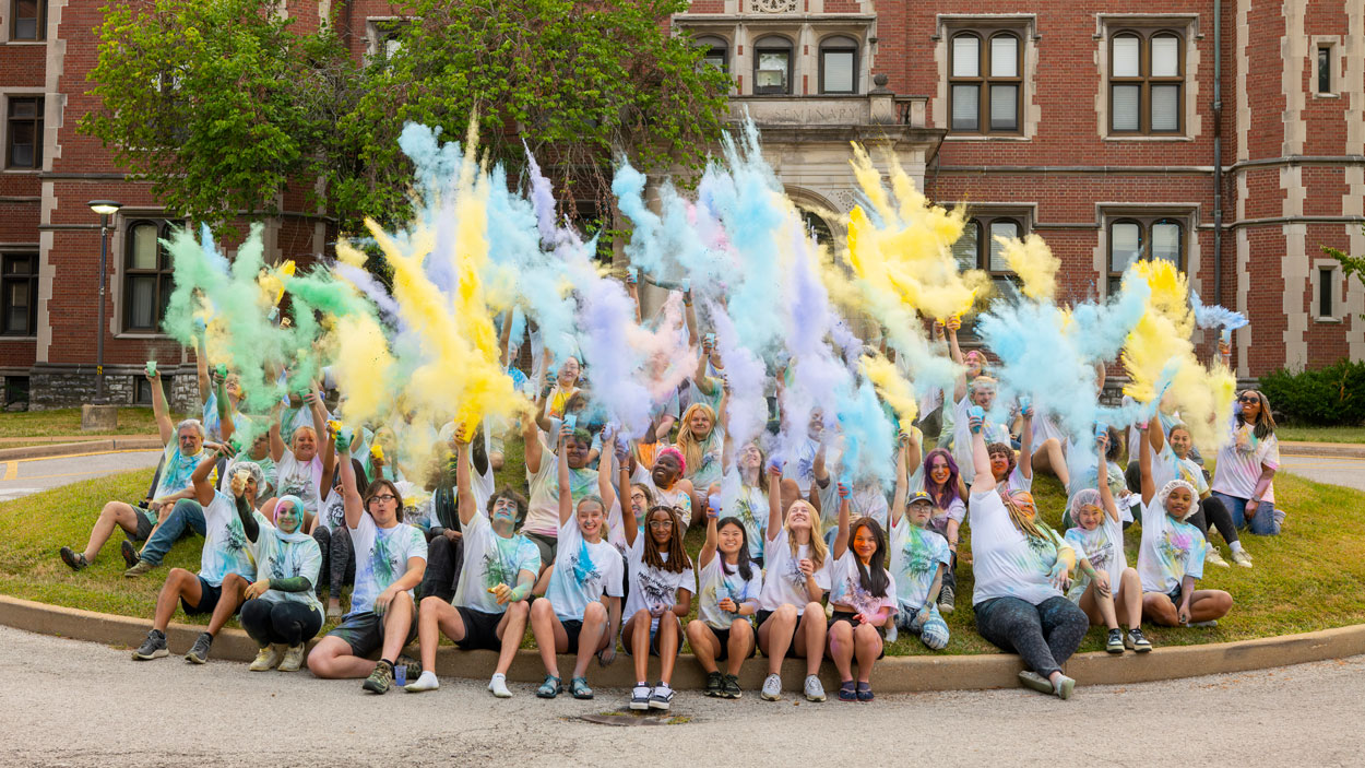 Members of the Pierre Laclede Honors College participate in Paint-a-Palooza on Sept. 5, 2025