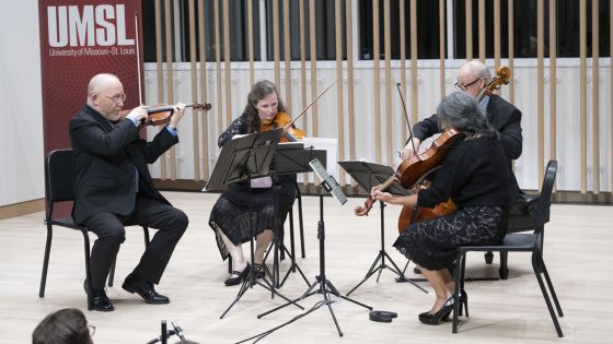 The Arianna String Quartet performs Franz Schubert’s “Quartettsatz” in the recital hall named in the group's honor