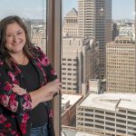 Kylee Garretson in her office at Greater St. Louis, Inc.
