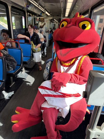 Louie the Triton takes a ride on MetroLink