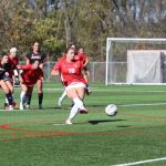 Gwen Maggard shoots a penalty kick against William Jewell