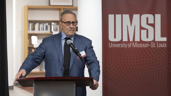 Curator Robert D. Blitz speaks during an event to mark the reopening of the newly renovated University Libraries