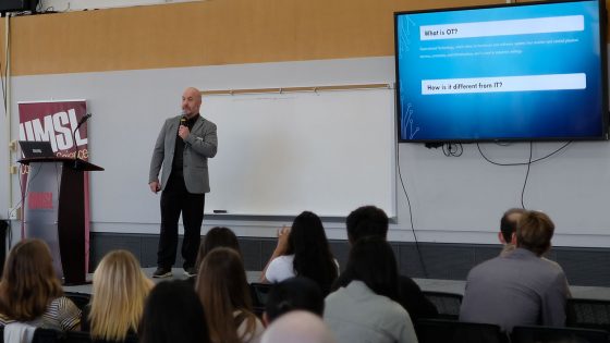 Andy Maine of Hussmann Corporation presents during STLCyberCon in the ED Collabitat