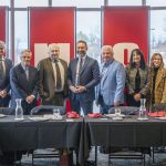 Representatives of the Italian consulate in Chicago join faculty and staff members from UMSL during lunch visit on Dec. 18