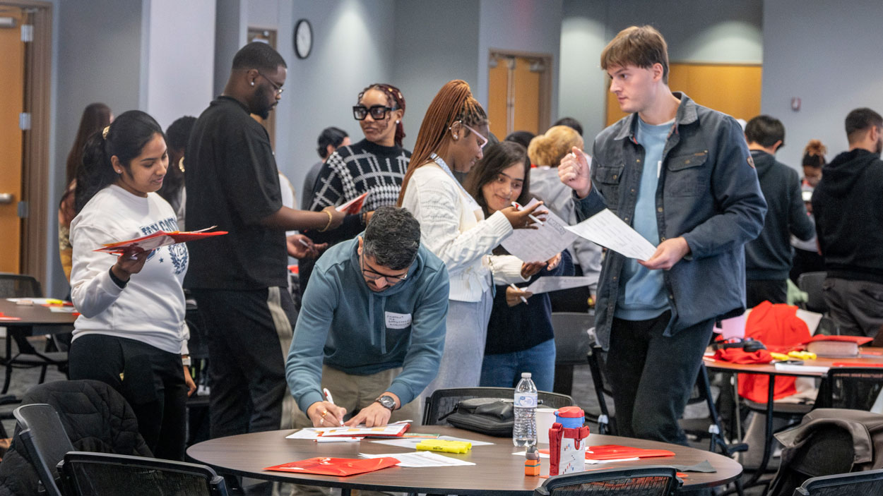 Students play a game during Global Triton Welcome on Jan. 12