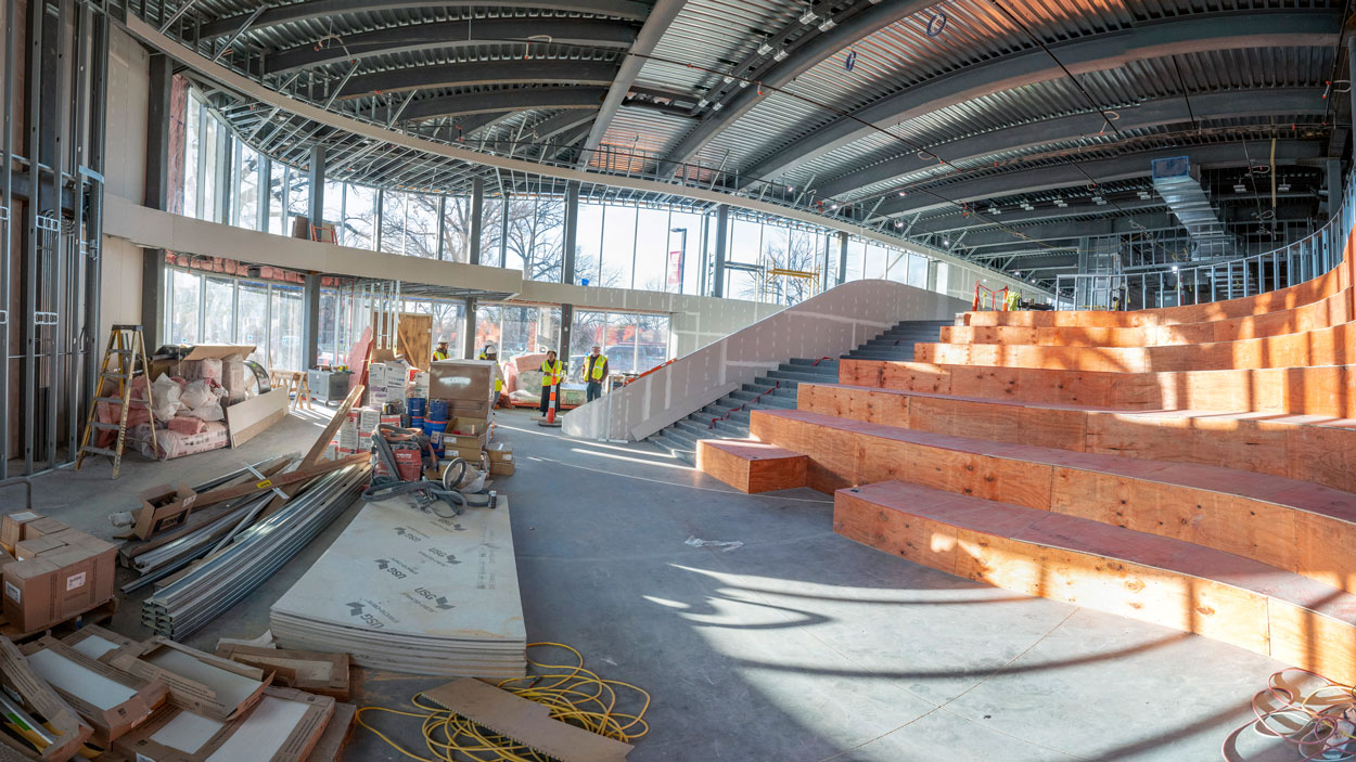 Construction of the Richter Family Welcome and Alumni Center in December 2025