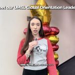 UMSL Global orientation leader Viktoria Dimitrova offers advice to new international students