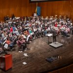 Concert band rehearses during Des Lee Fine Arts Festival