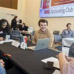Accounting alum Brett Paubel, an assurance associate at PwC, speaks with students about career opportunities and their futures during the UMSL Accounting Club's "It’s Time to Prepare for Recruiting Opportunities" event on Feb. 3