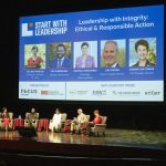 A panel on stage at the inaugural Start With Leadership Conference in 2025