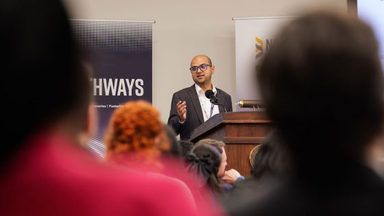 Badri Adhikari speaks at the NextGen Pathways Symposium