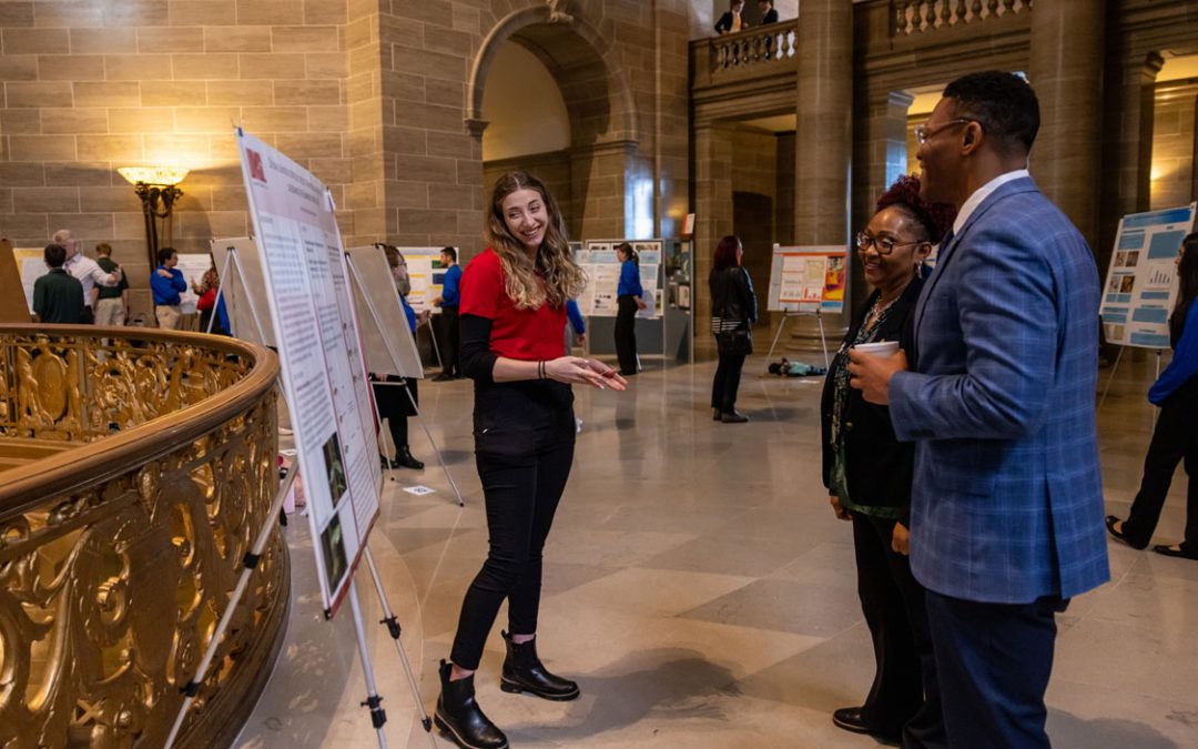 UMSL students show off their work at Undergraduate Research Day at the Missouri Capitol