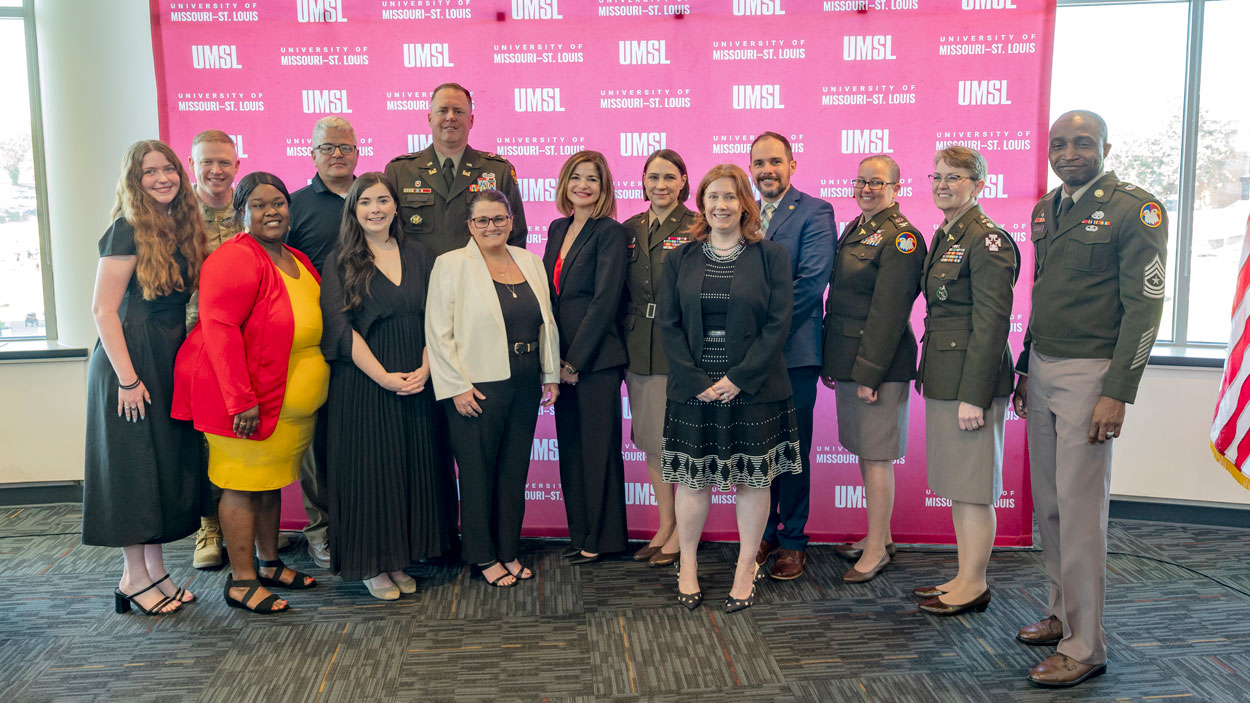UMSL staff and members of the U.S. Army at the announcement of the 68Charlie LPN-to-BSN bridge program 