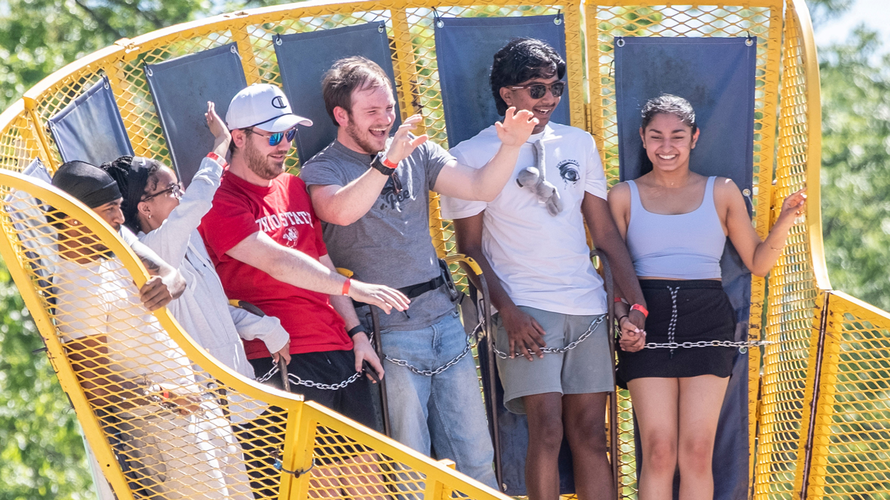 UMSL students hold on during the G-Force