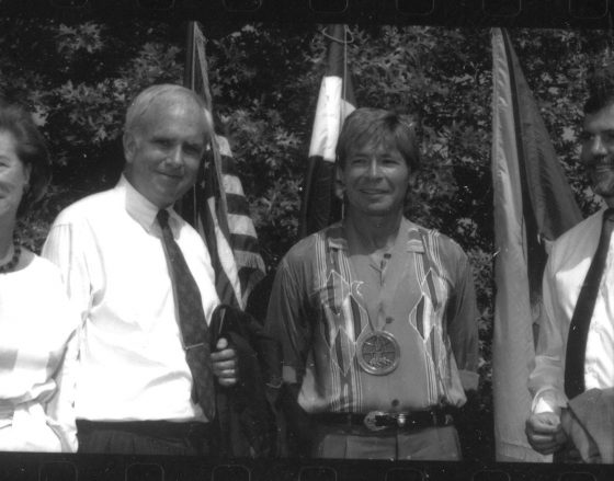Peter Raven and John Denver in 1990