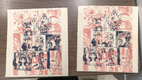 Jacob Jeliti's UMSL Art major Jacob Jeliti's two-layer silk screen project, titled "Things I wish I knew in a Past Life," features a compilation of drawings that Jeliti has made over the years.
