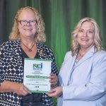 Chancellor Kristin Sobolik accepts North County Inc.'s Visionary Leadership Award from NCI President and CEO Rebecca Zoll