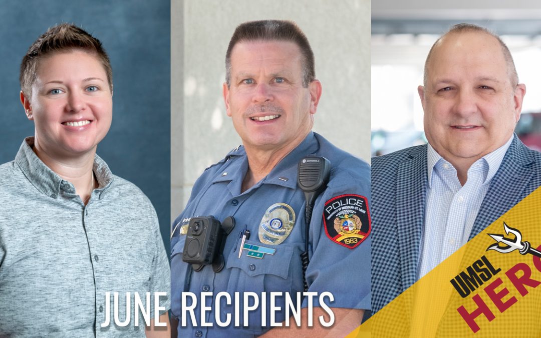 Britne Bacca-Haupt, Tom McEwen and Matt Prsha receive UMSL Hero Awards