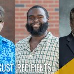 August 2026 UMSL Hero Award recipients (from left) Cynthia Jobe, Ahmaad Wallace and Eric Hucker