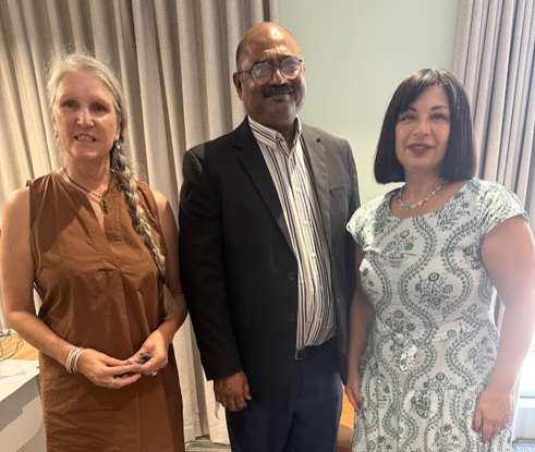 Karen Collett and Alina Slapac with professor Professor Rajendran Govender
