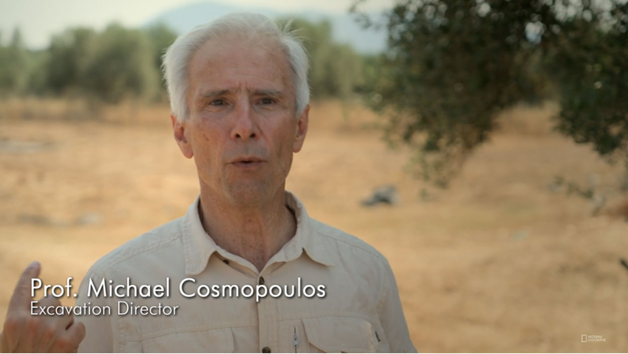 Michael Cosmopoulos talking to National Geographic at Iklaina