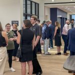 Alumni and donors gather at a reception in the College of Optometry's new academic space in the J.C. Penney Building