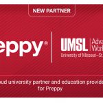 Graphic highlighting partnership between Preppy and UMSL's Advanced Workforce Center