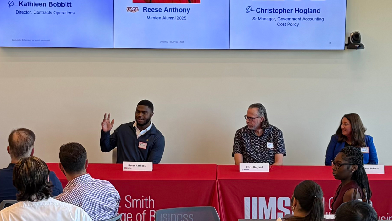 Boeing Mentorship Program kick-off panel with Reese Anthony, Chris Hogland and Kathleen Bobbitt