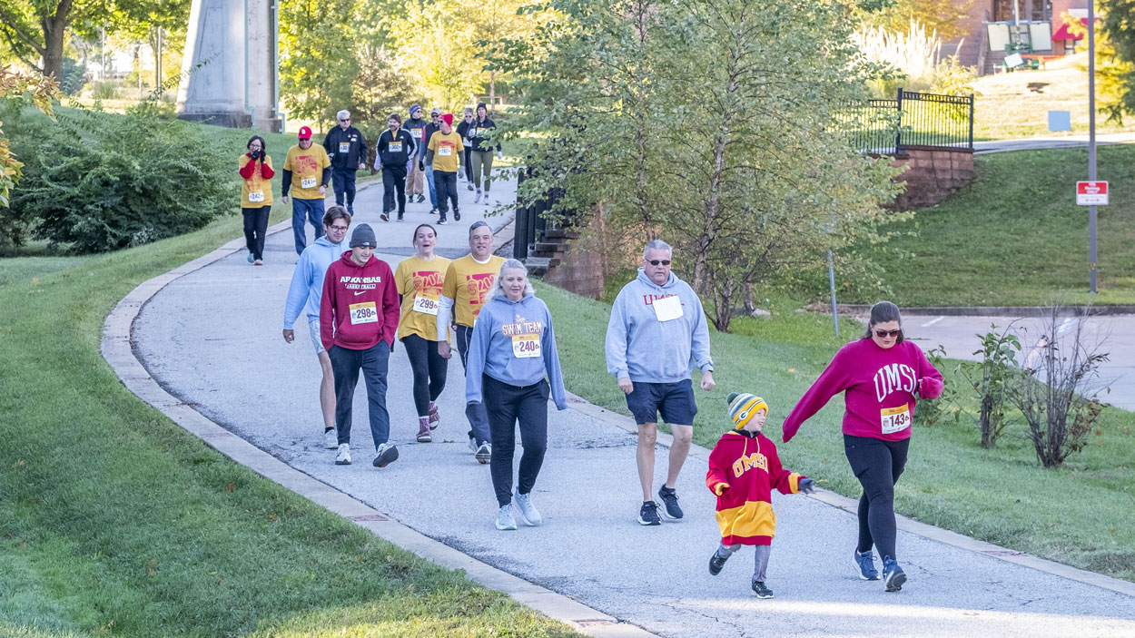 Walkers made their way under the MSC Bridge during the UMSL 5K Run/Walk
